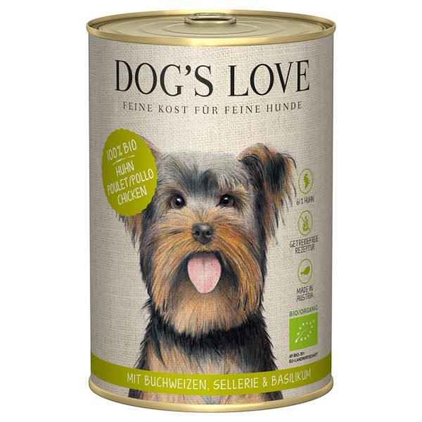 6x 400g Dog's Love Organic Kip Hondenvoer Nat