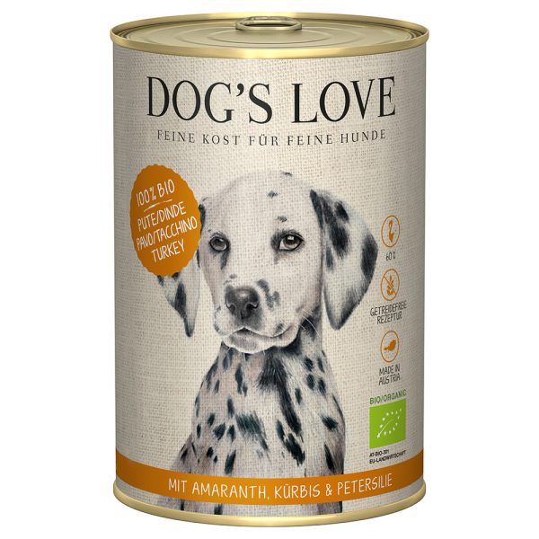 6x 400g Dog's Love Organic Kalkoen Hondenvoer Nat