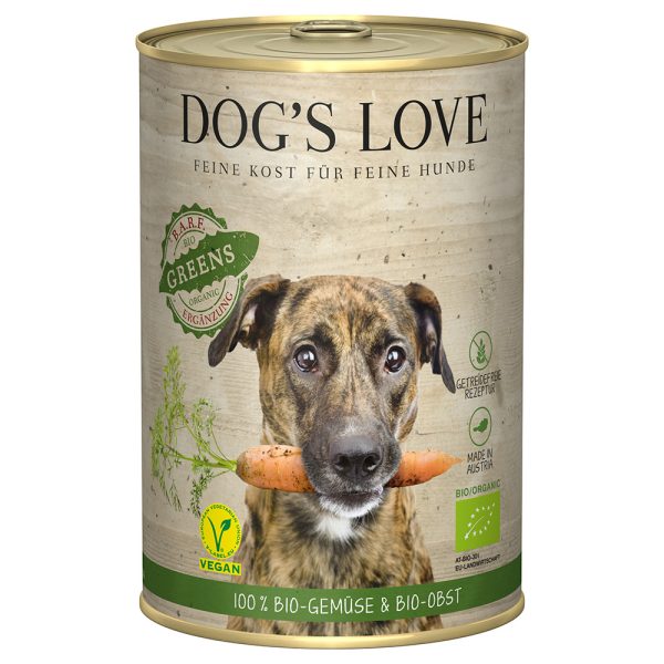 6x 400g Dog's Love Organic Vegan Greens Hondenvoer Nat