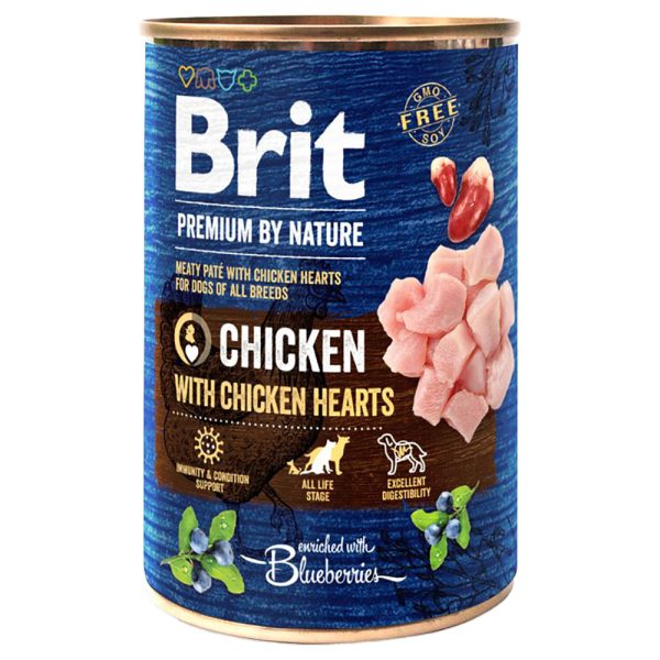 Brit Premium by Nature - Kip met Kippenhartjes (1 x 400 g)