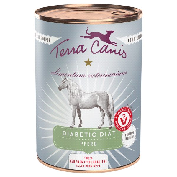 6x 400g Terra Canis Alimentum Veterinarium Diabetic Diet Paard Hondenvoer Nat