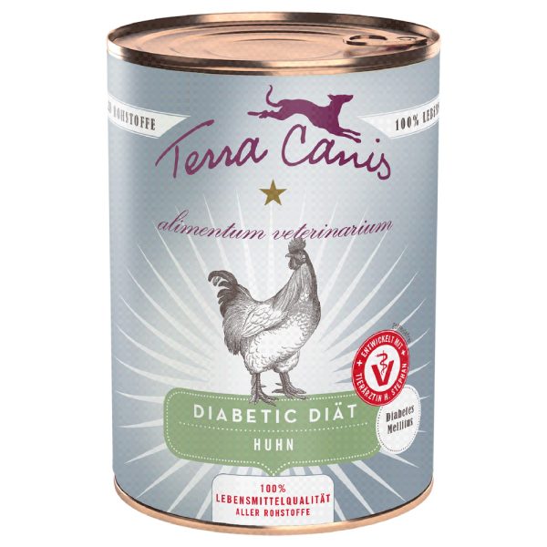 12x 400g Terra Canis Alimentum Veterinarium Diabetic Diet Kip Hondenvoer Nat