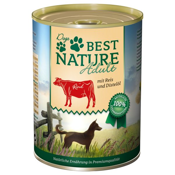 12x 400g Best Nature Dog Adult Rund, rijst & saffloerolie Hondenvoer nat