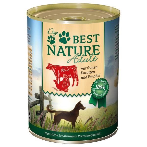 12x 400g Best Nature Dog Adult Kalkoen, Rundvlees & Wortelen Hondenvoer nat
