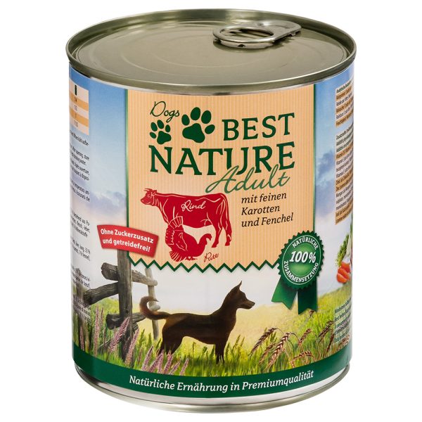 12x 800g Best Nature Dog Adult Kalkoen, Rund & Wortelen Hondenvoer nat