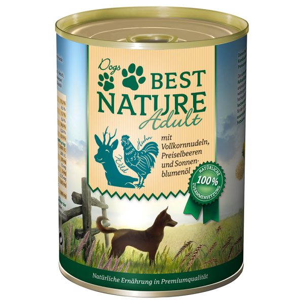 12x 400g Best Nature Dog Adult Wild, kip & noedels Hondenvoer nat