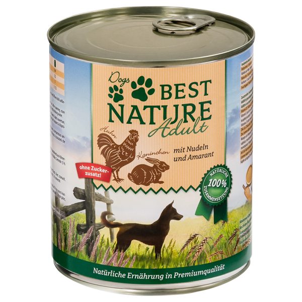 12x 800g Best Nature Dog Adult Konijn, kip & noedels Hondenvoer nat