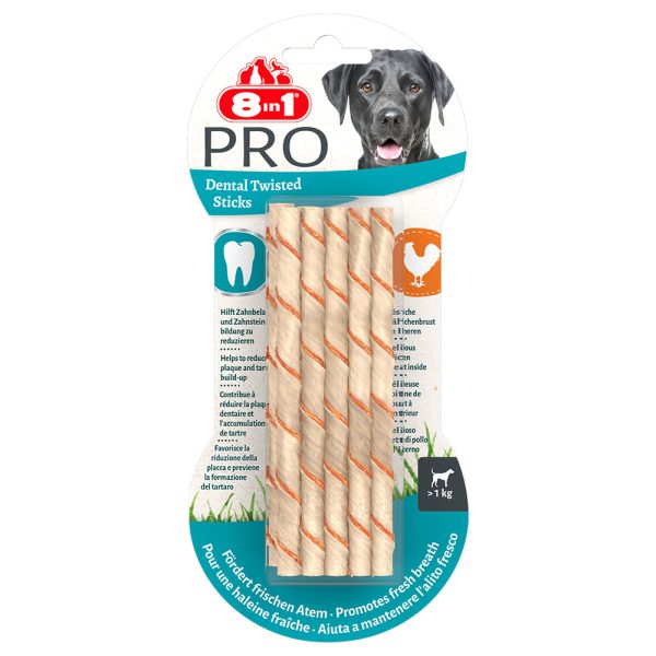 10 Stuks 8in1 Pro Dental Twisted Sticks voor kleine honden kip hondensnacks