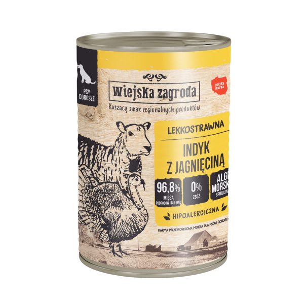 Voordeelverpakking 32x400g Wiejska Zagroda Dog Kalkoen met lam natvoer voor honden