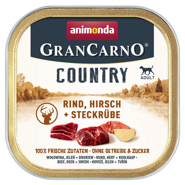 Voordeelpakket: 44x150g animonda GranCarno Adult Country Rund, Hert & Koolraap Honden Natvoer