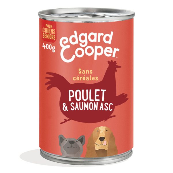6x 400g Edgard & Cooper Senior graanvrij kip & zalm natvoer voor honden
