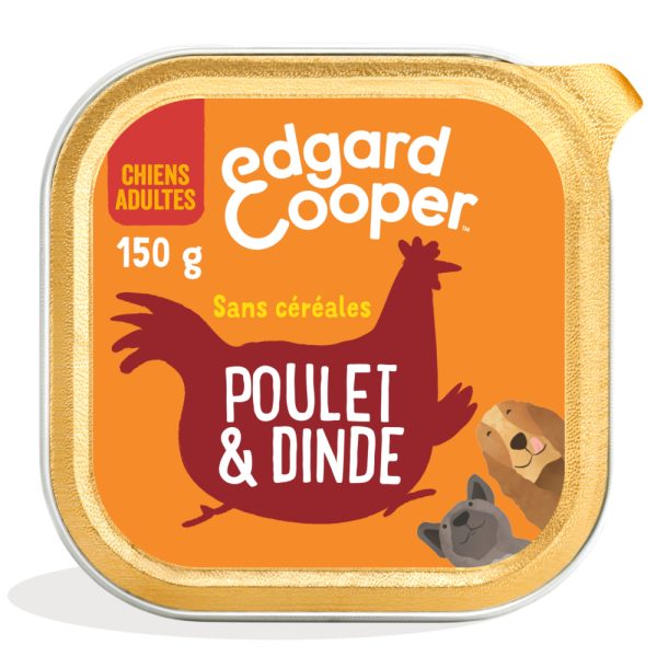 22x 150g Edgard & Cooper Hond Adult graanvrij natvoer met kip en kalkoen
