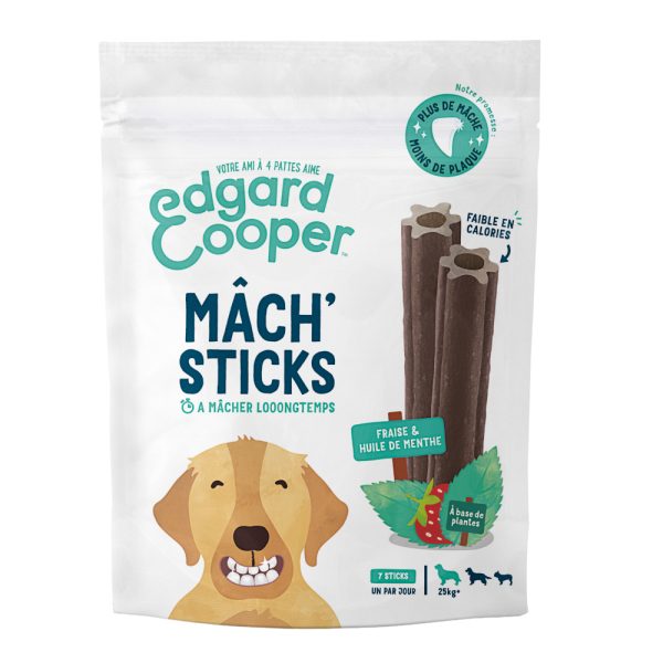 Edgard & Cooper Doggy Dental Munt & aardbei voor grote honden (vanaf 25 kg, 7 sticks) Hondensnacks