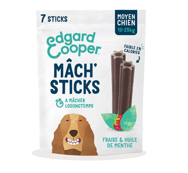 Edgard & Cooper Doggy Dental Munt & aardbei voor middelgrote honden (10 - 25 kg, 21 sticks) Hondensnacks