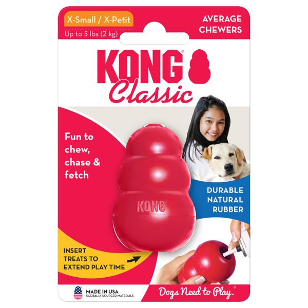 Maat XS KONG Classic Rood ca. 6cm Hondenspeelgoed
