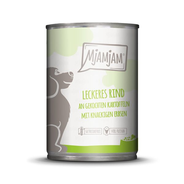 Sparpaket: 12x400g MjAMjAM Adult Hond Lekker rundvlees met gekookte aardappelen Honden Natvoer