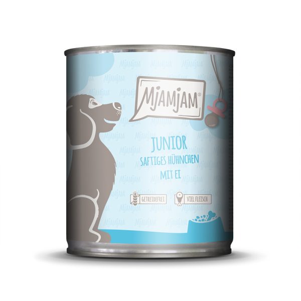 Voordeelpakket: 12x 800g MjAMjAM Junior sappige kip met ei hondenvoer nat