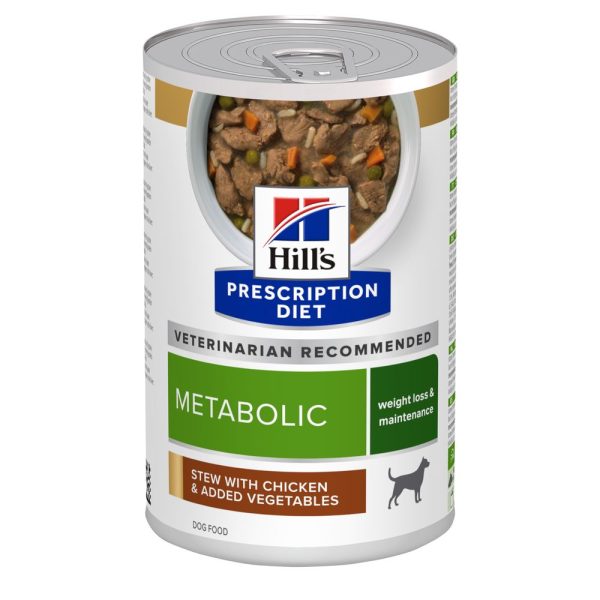 12x 354g Hill's Prescription Diet Dog Metabolic Care met kip Stew hondenvoer nat