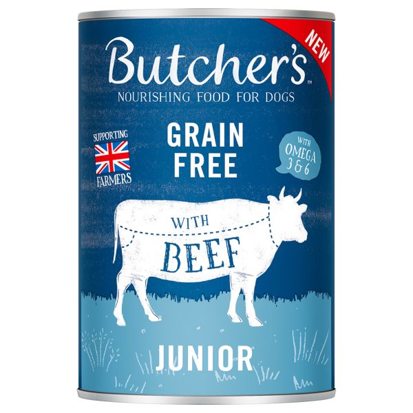48x 400g Butcher's Original Graanvrij met Junior met rund Hondenvoer