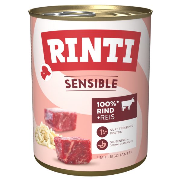 Rinti Sensible Gemengd Pakket 12 x 800 g Hondenvoer - Rund & Rijst