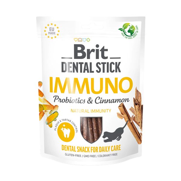 3x251g (7 stuks) Brit Dental Stick Immuno met probiotica & kaneel hondensnacks