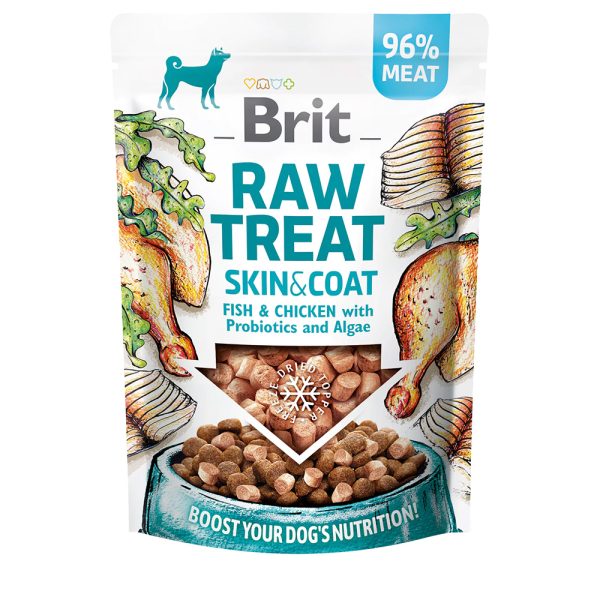 3x40g Brit Raw Treat Skin & Coat Gevriesdroogde Treat en Topper hondensnacks