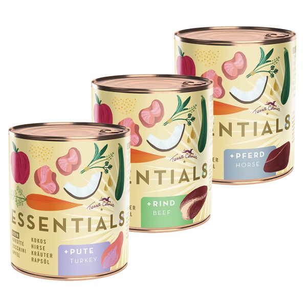 12x780g Terra Canis Essential 8+ Mix 3 soorten nat hondenvoer