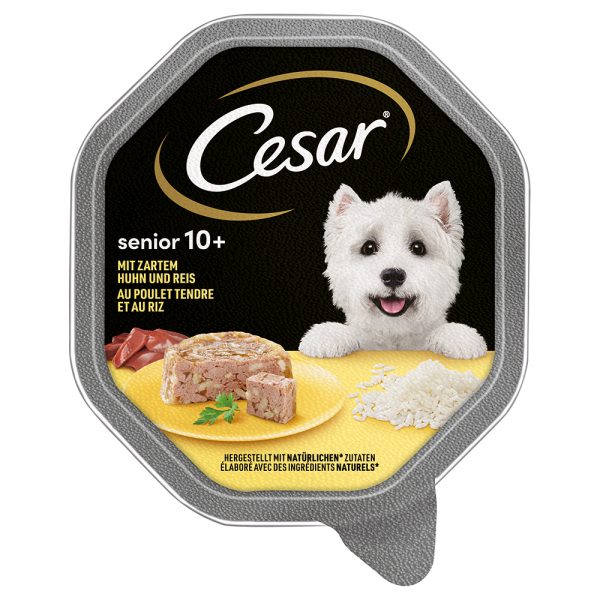 28x150g Cesar Senior 10+ kuipje met kip en rijst nat hondenvoer