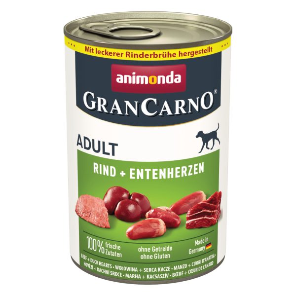 Voordeelpakket animonda GranCarno 12 x 400 g - Rund & Eendenhartjes