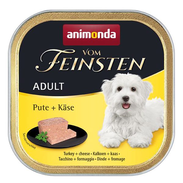 22x150g met kalkoen & kaas animonda vom Feinsten Adult natvoer voor honden