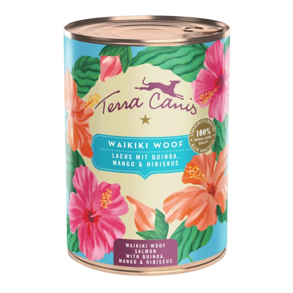 Voordeelpakket: 12x400g Terra Canis Menu Floralis Waikiki Woof: Zalm hondenvoer nat