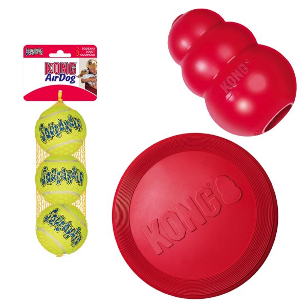 KONG Voordeelpakket: Frisbee, KONG Classic, Tennisballen - Small (Frisbee, Classic S, Tennisballen M 3 stuks)