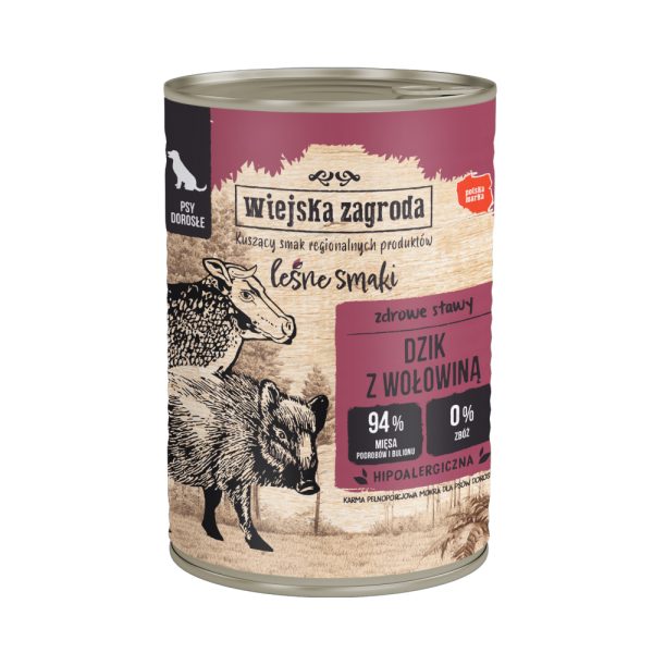 Voordeelverpakking 32x400g Wiejska Zagroda Dog wild zwijn met rund natvoer voor honden