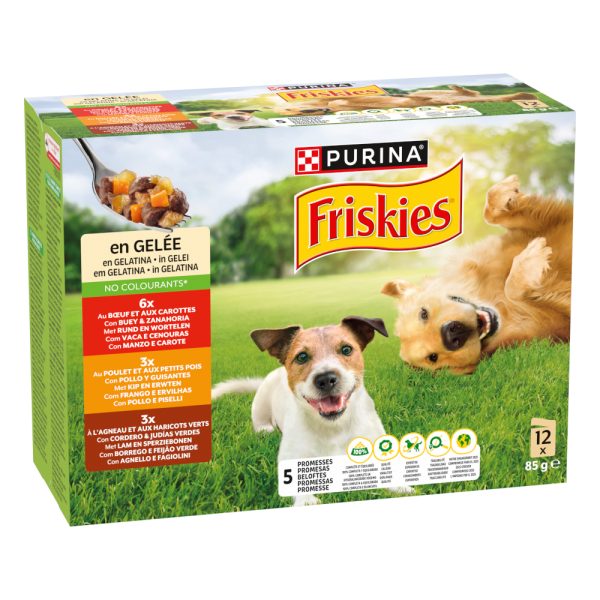 24x85 Friskies Adult in gelei met rundvlees, kip Lam nat hondenvoer