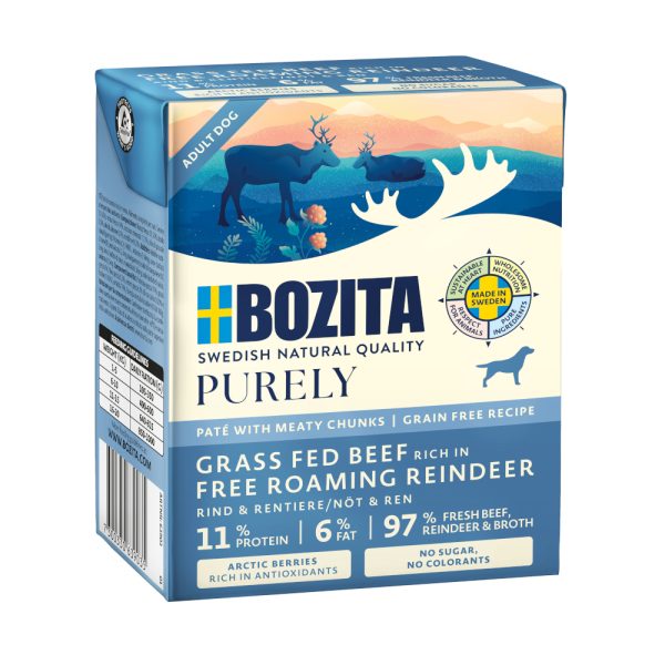 Voordeelpakket: 12x370g Bozita Purely Paté Rendier natvoer voor honden