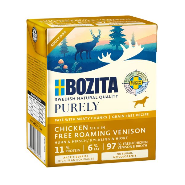 Voordeelpakket: 12x370g Bozita Purely Paté Venison natvoer voor honden