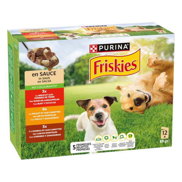12x85 Friskies Adult in saus met rund, kip en lam nat hondenvoer