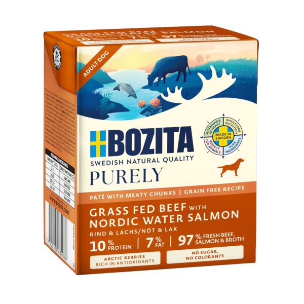Voordeelpakket: 12x370g Bozita Purely Paté zalm natvoer voor honden