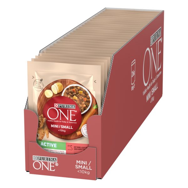 26x85g Purina ONE Mini Active Rundvlees & Wortelen nat hondenvoer