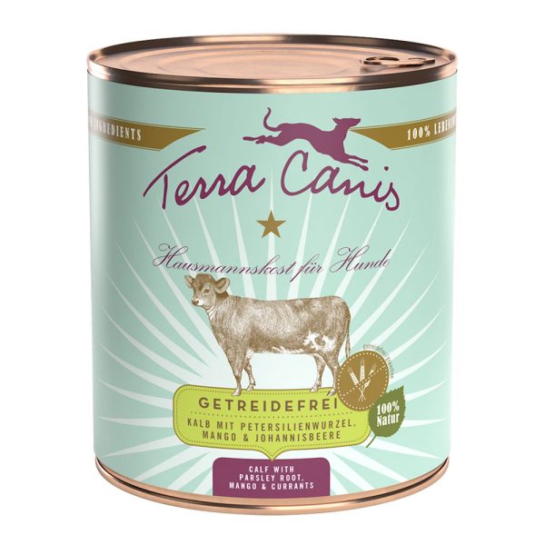 Terra Canis Graanvrij Voordeelpakket 12 x 800 g - Kalfsvlees met peterseliewortel, mango & ribes