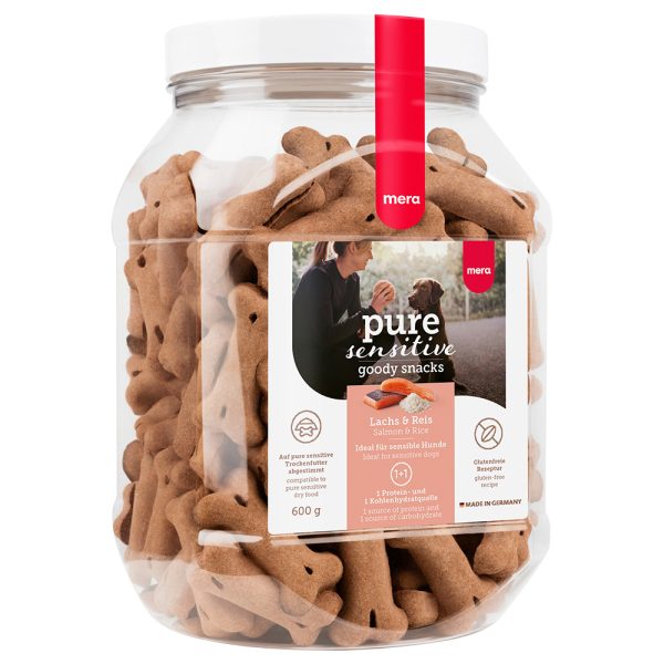 2x600g Zalm & Rijst MERA pure Sensitive Goody Hondensnacks