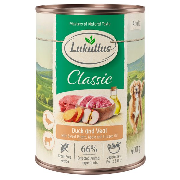 24x400g Adult Eend & Kalf (Graanvrij) Lukullus Hondenvoer