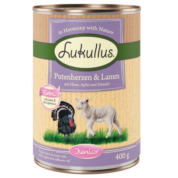24x400g Junior Kalkoenhart & Lam Lukullus Hondenvoer