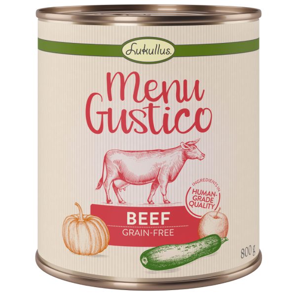 Voordeelpakket Lukullus Menu Gustico 12 x 800 g Hondenvoer - Rund met Pompen, Appel en Oregano