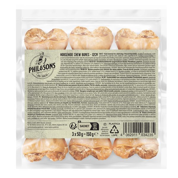 6x12cm Kauwbot uit 100% Paardenhuid Phil & Sons Hondensnacks