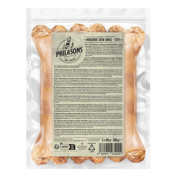 6x17cm Kauwbot uit 100% Paardenhuid Phil & Sons Hondensnacks
