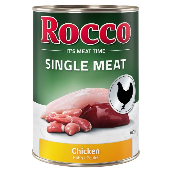 Voordeelpakket Rocco Single Meat 24 x 400 g Hondenvoer  - Kip