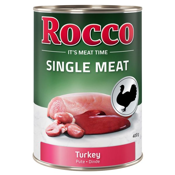 Dubbelpakket Rocco Single Meat 12 x 400 g Hondenvoer - Kalkoen