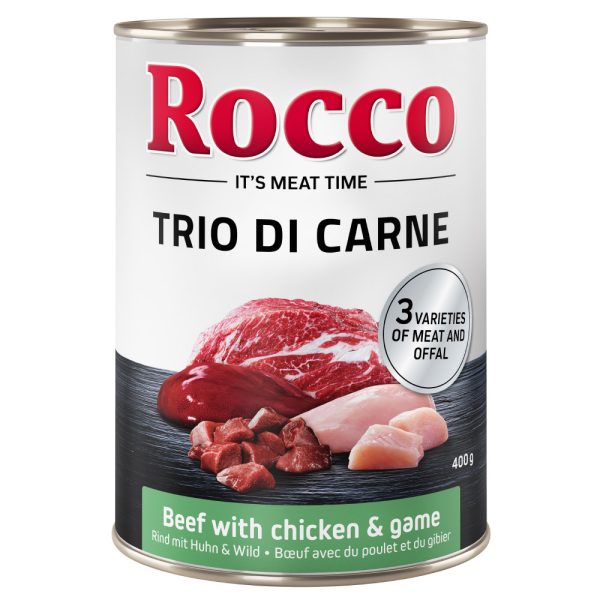 Rocco Classic Trio di Carne - 6 x 400 g Hondenvoer - Rundvlees, Kip & Kalfsvlees