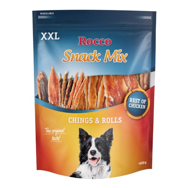 2x1kg XXL Chings & Rolls Kipfilet Rocco Hondensnack Mix